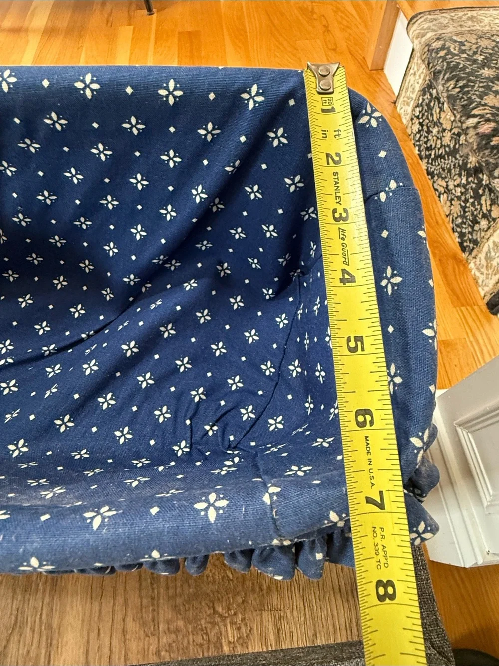 Vintage 1998 Longaberger | Woven Basket with Blue Ruffled Fabric Liner